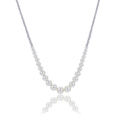 3.5-9mm Graduated Freshwater Pearl Necklace in Sterling Silver
